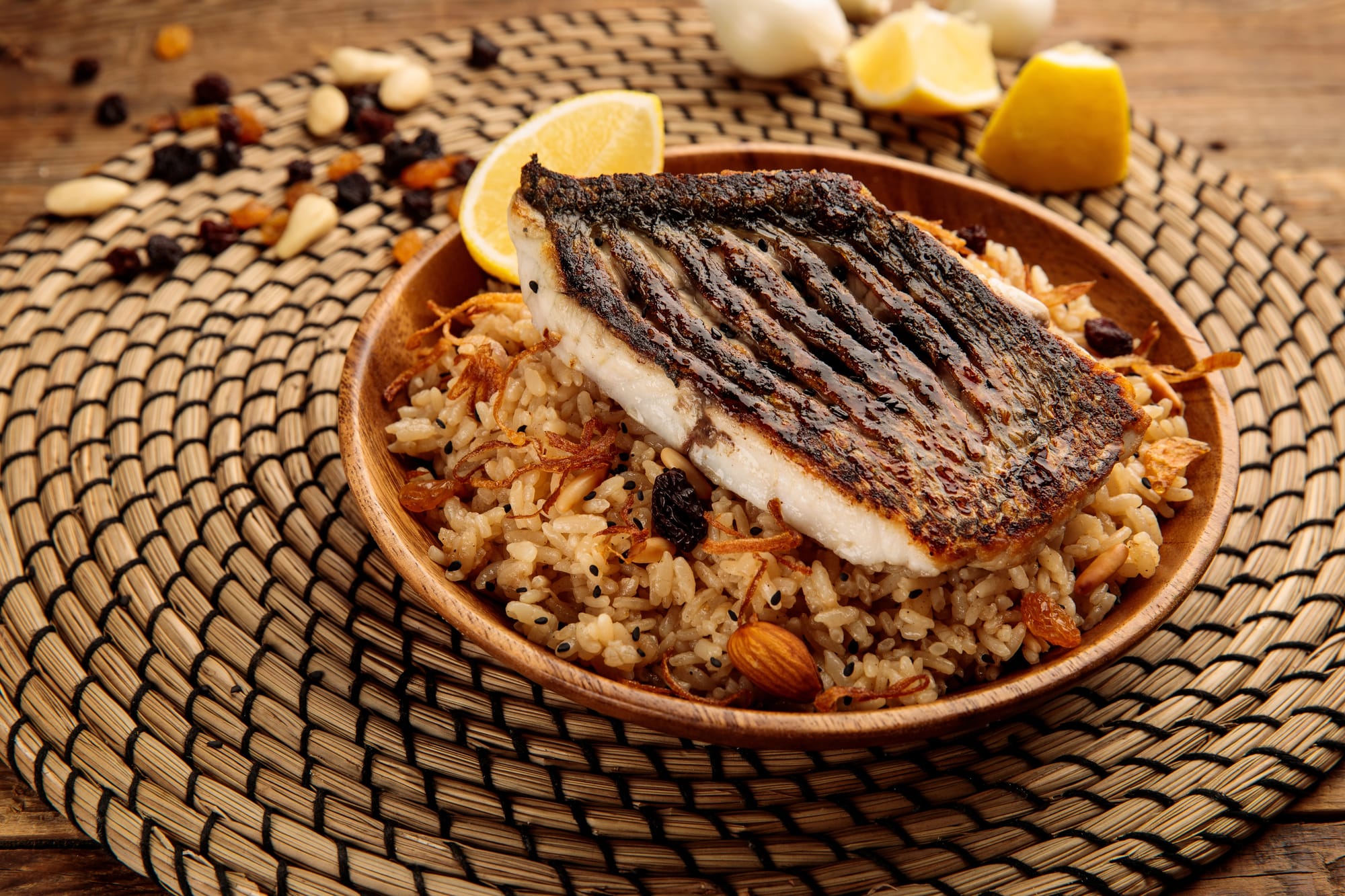Pilaf-Stuffed Bass Fillets