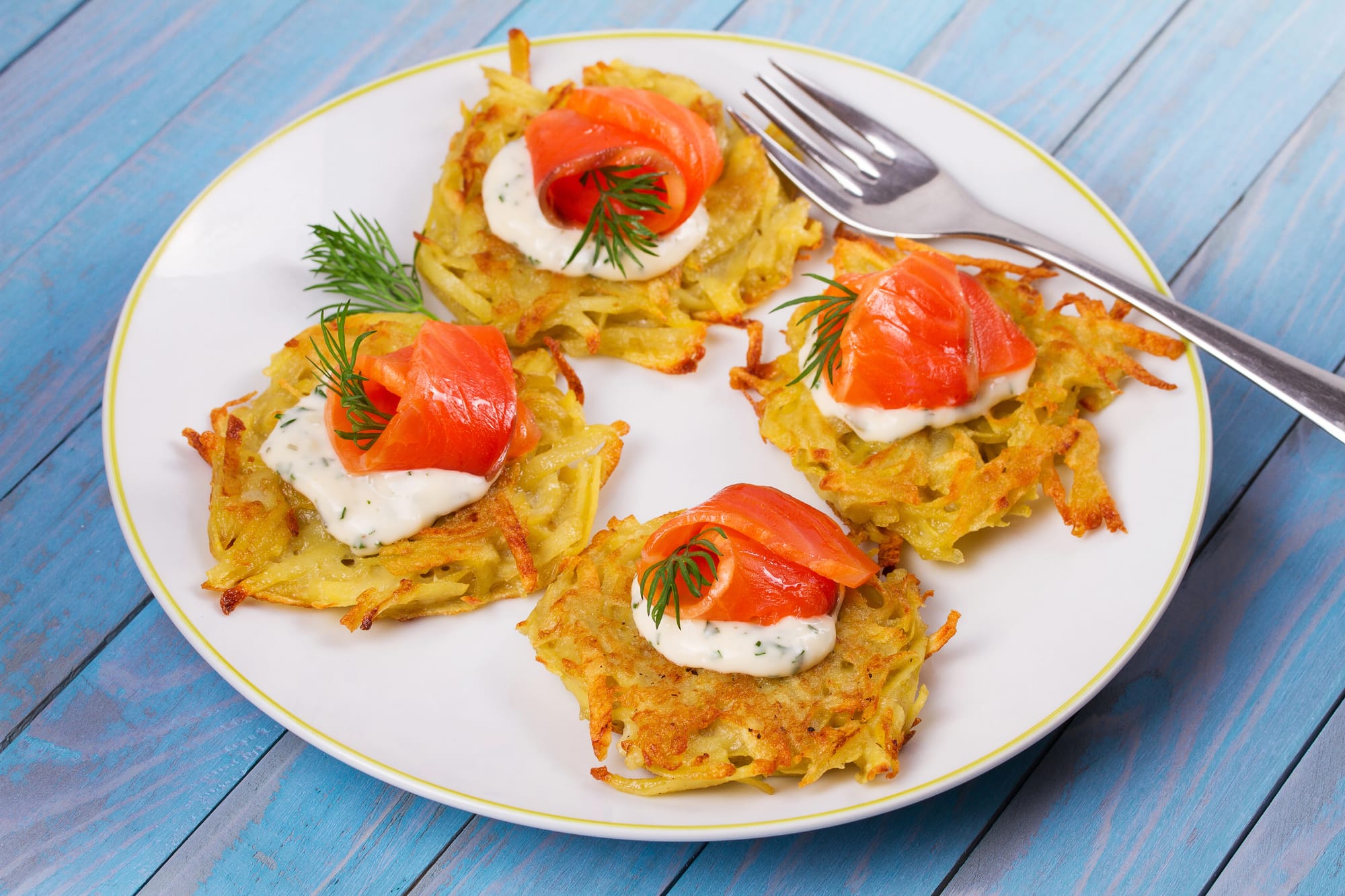 Smoked Salmon and Cream Cheese Potato Cakes