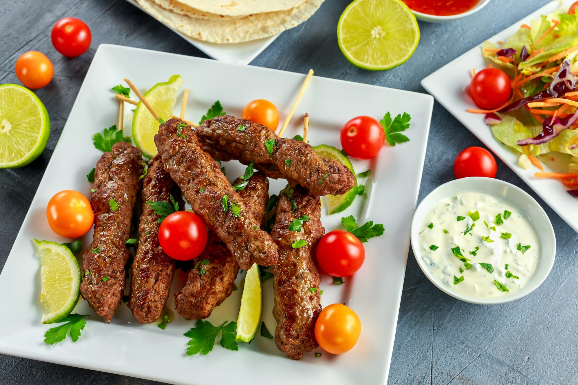 Spiced Lamb Kofta with Yoghurt and Mint Sauce