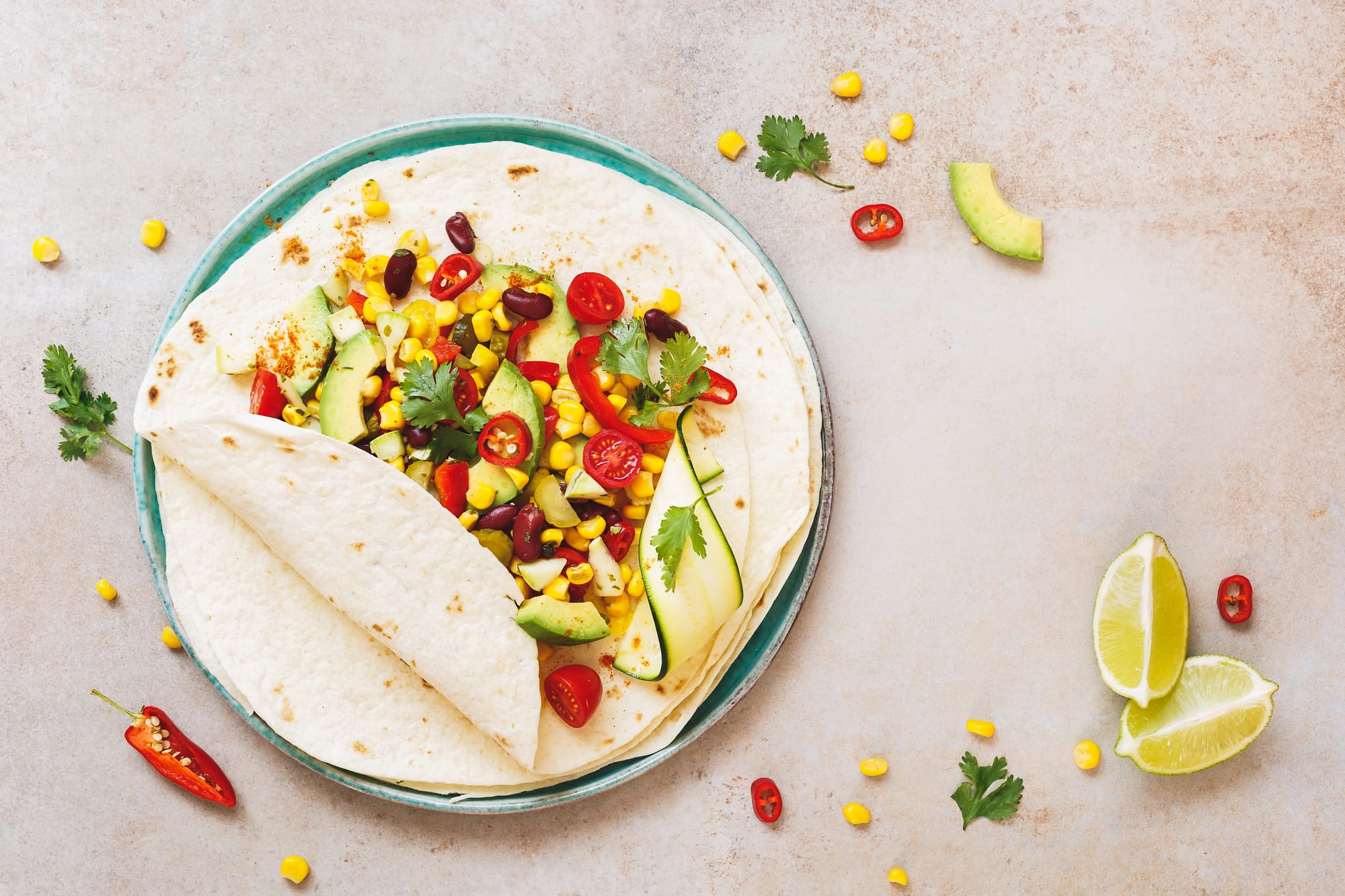 Roasted Corn and Black Bean Tacos with Lime Crema