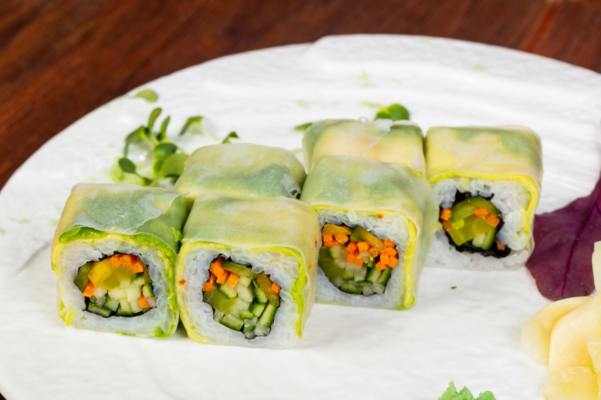 Mango and Edamame Rice Paper Rolls with Peanut Sauce