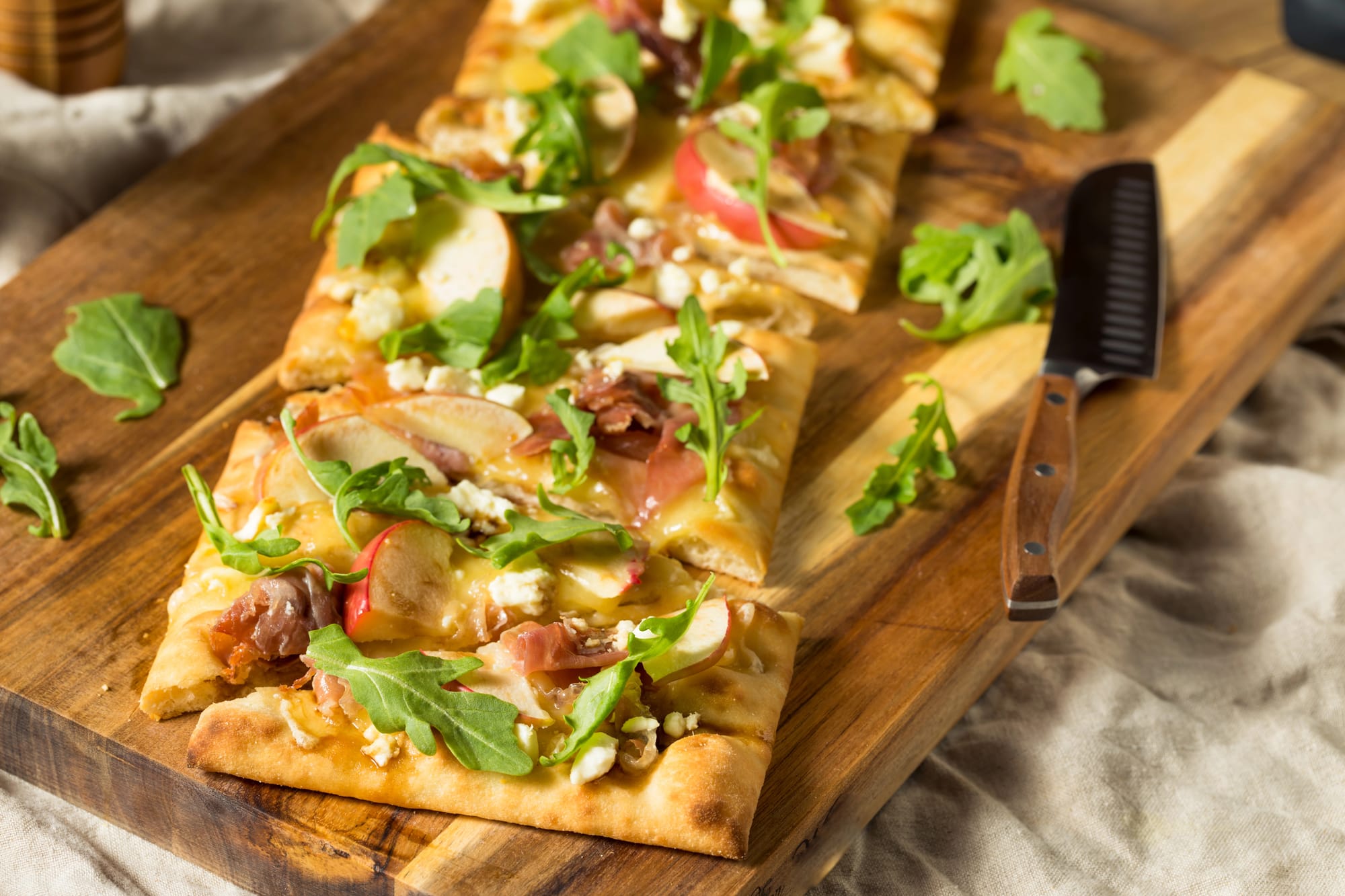 Prosciutto and Peach Flatbread with Whipped Ricotta