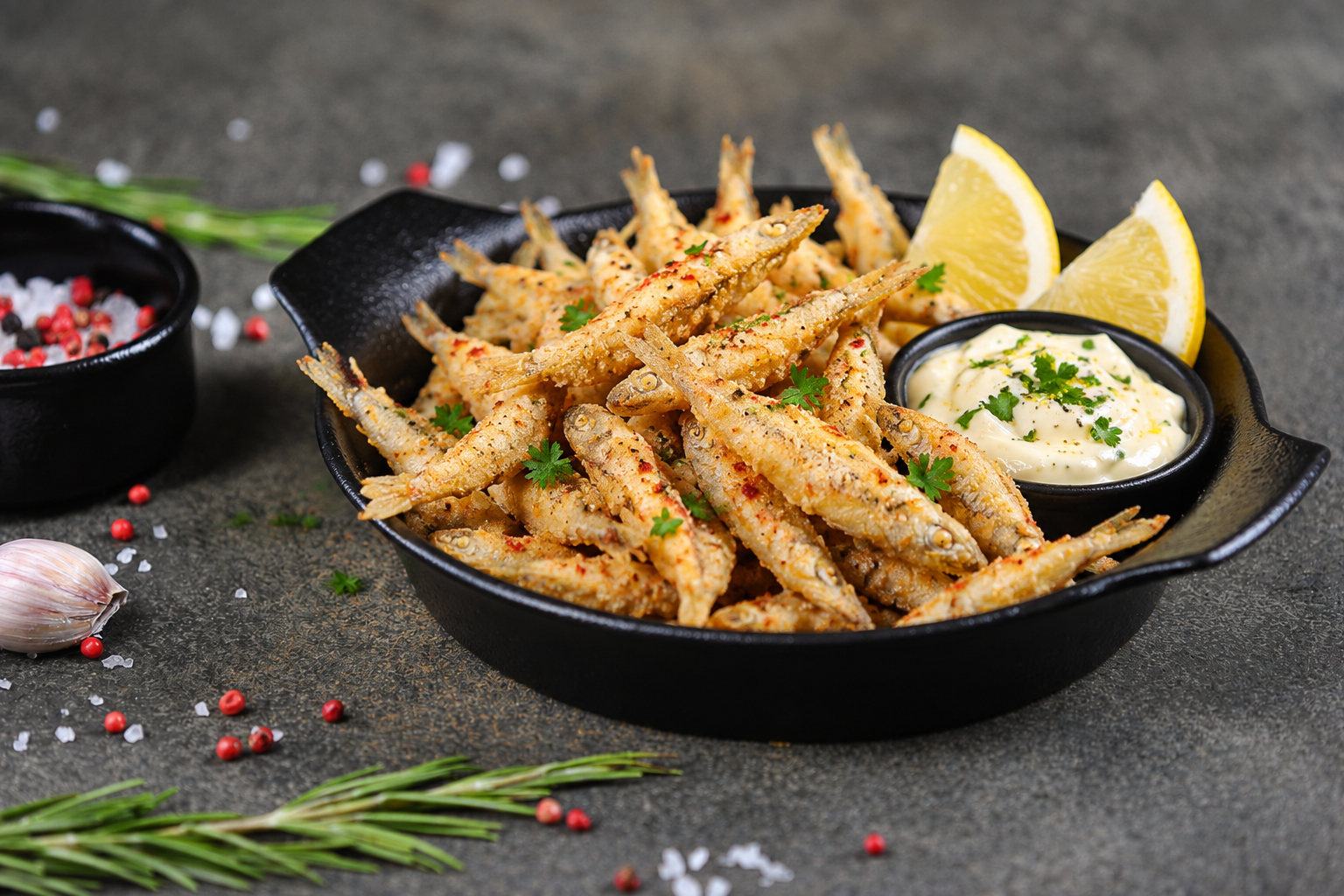 Devilled Whitebait with Lemon Mayo