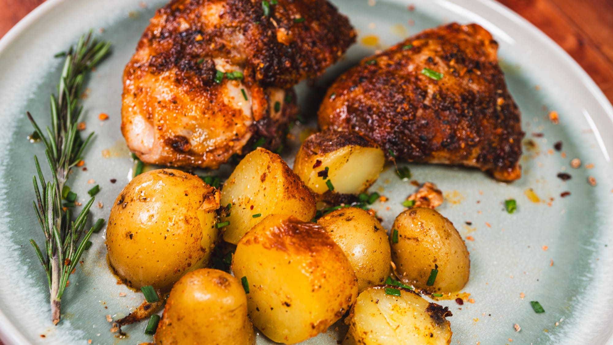 Roast Chicken Thighs with Buttered New Potatoes