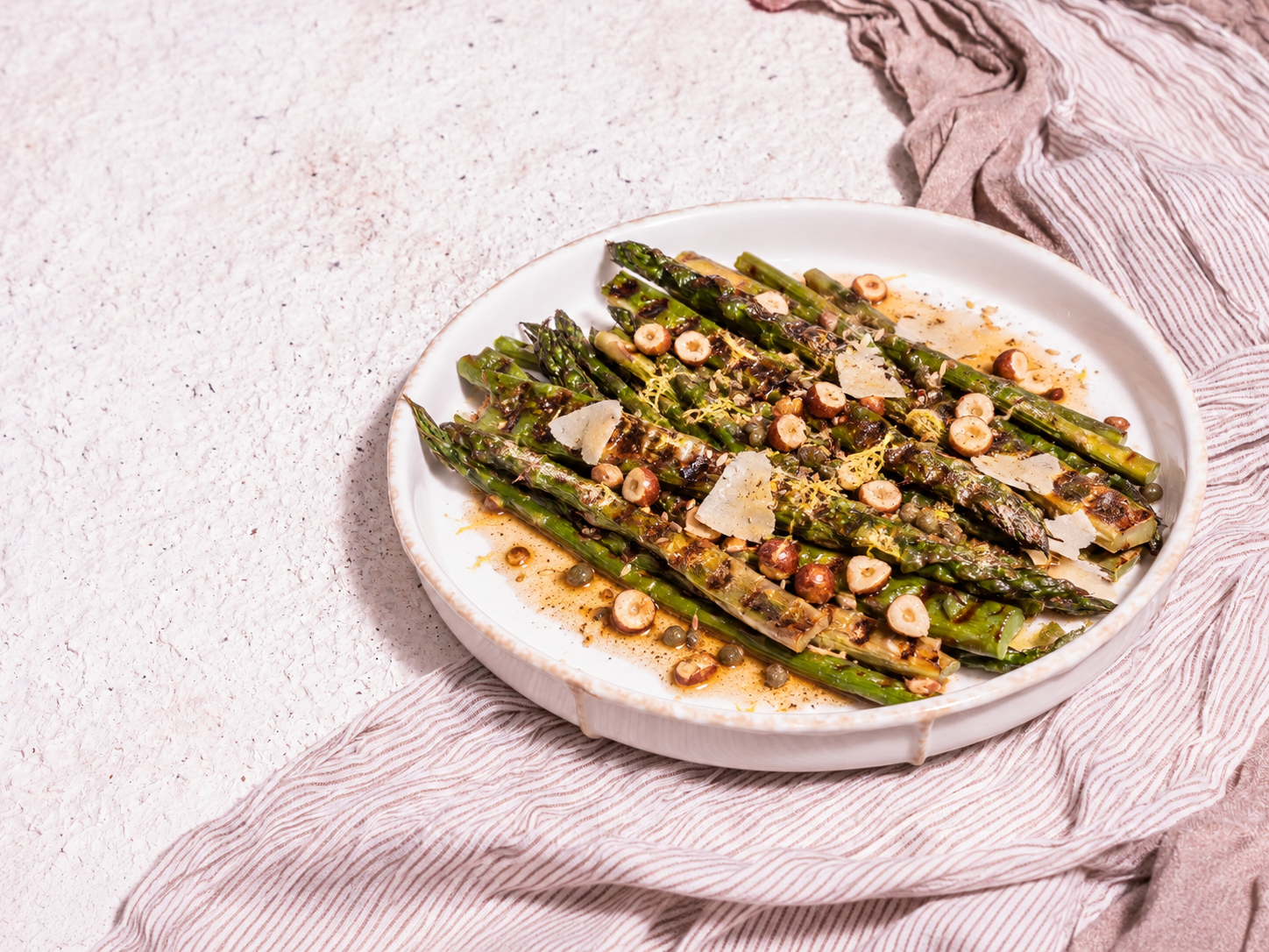 Grilled Asparagus with Brown Butter and Hazelnuts