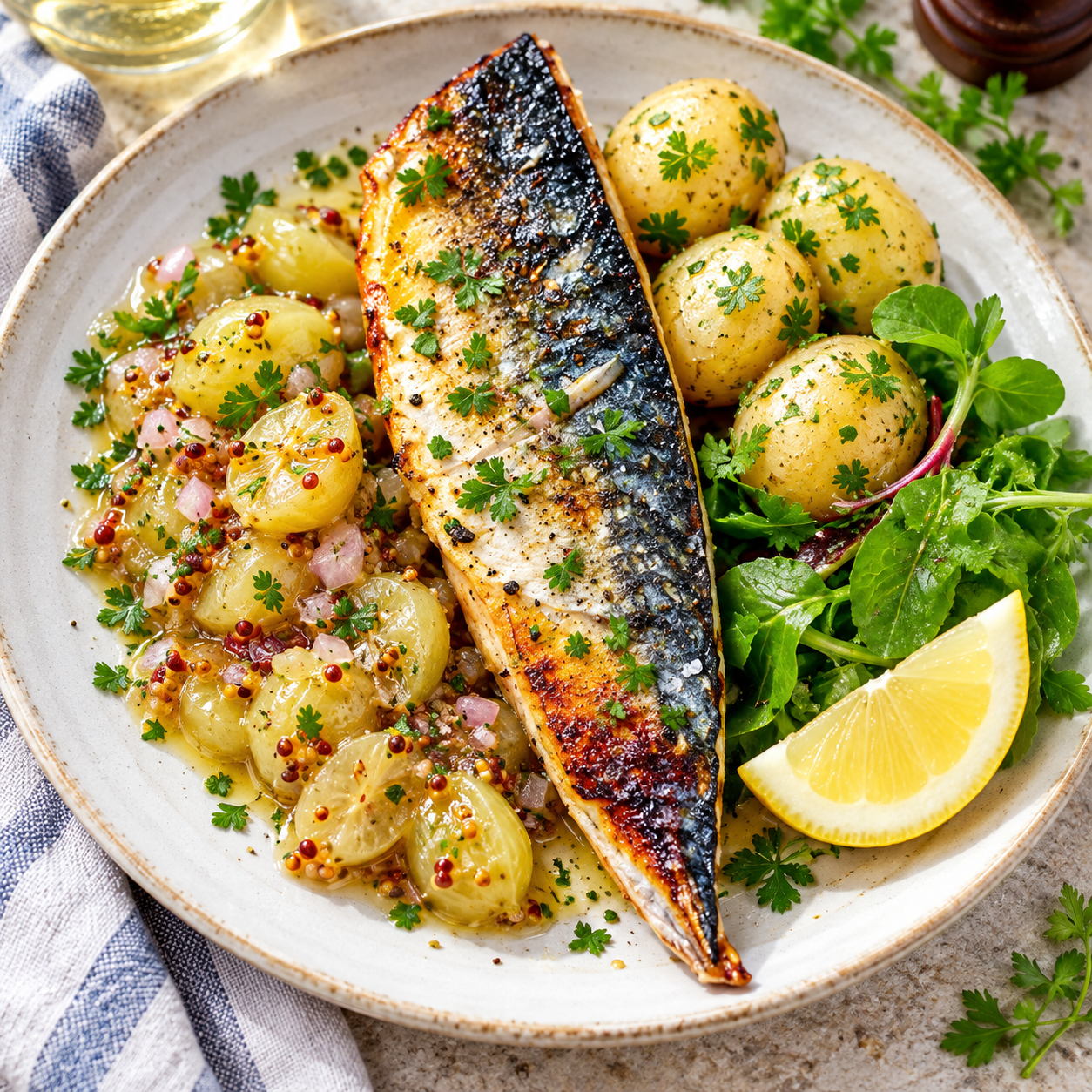 Grilled Mackerel with Gooseberry Relish