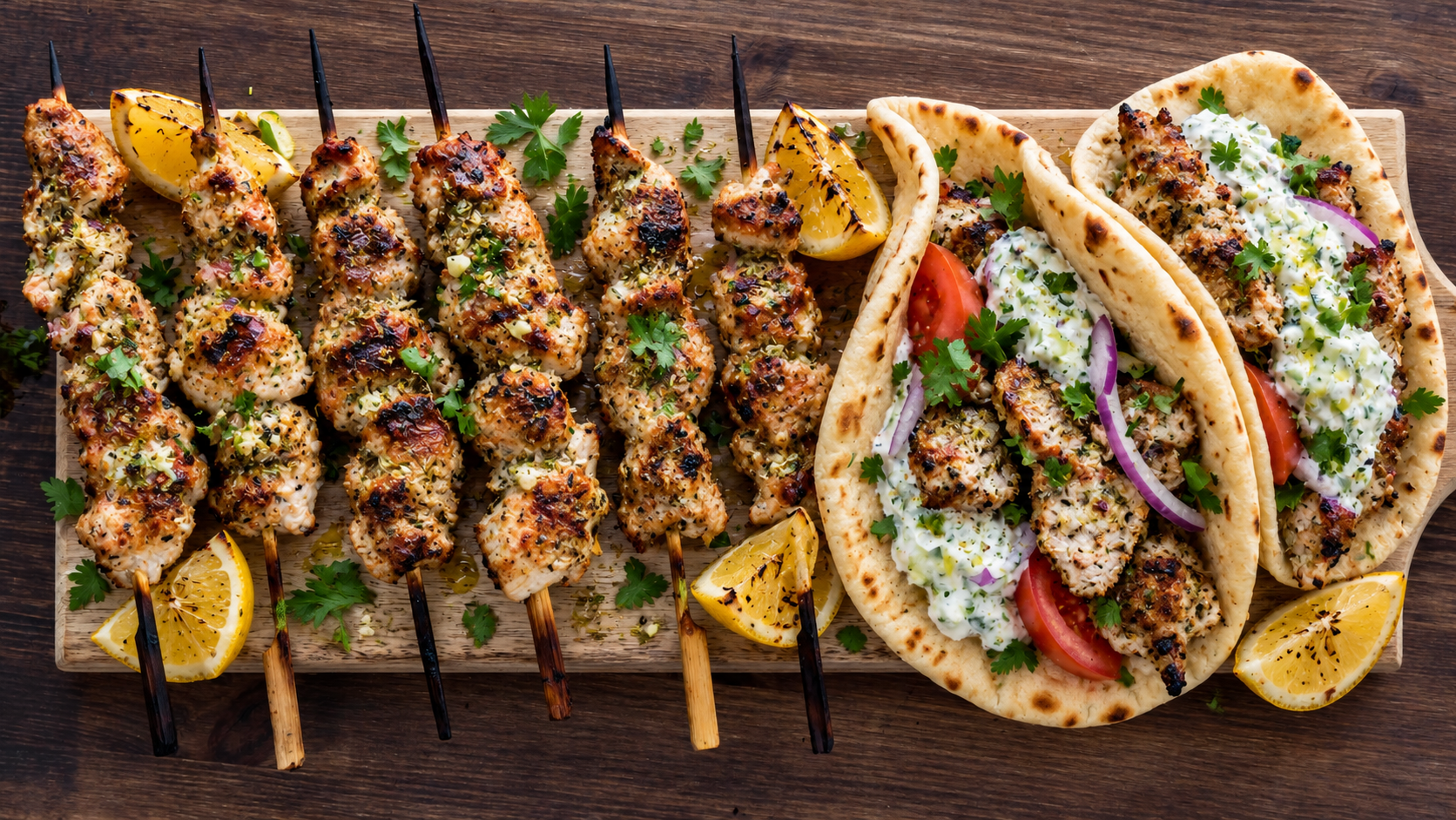 Charred Chicken Souvlaki with Lemon and Oregano