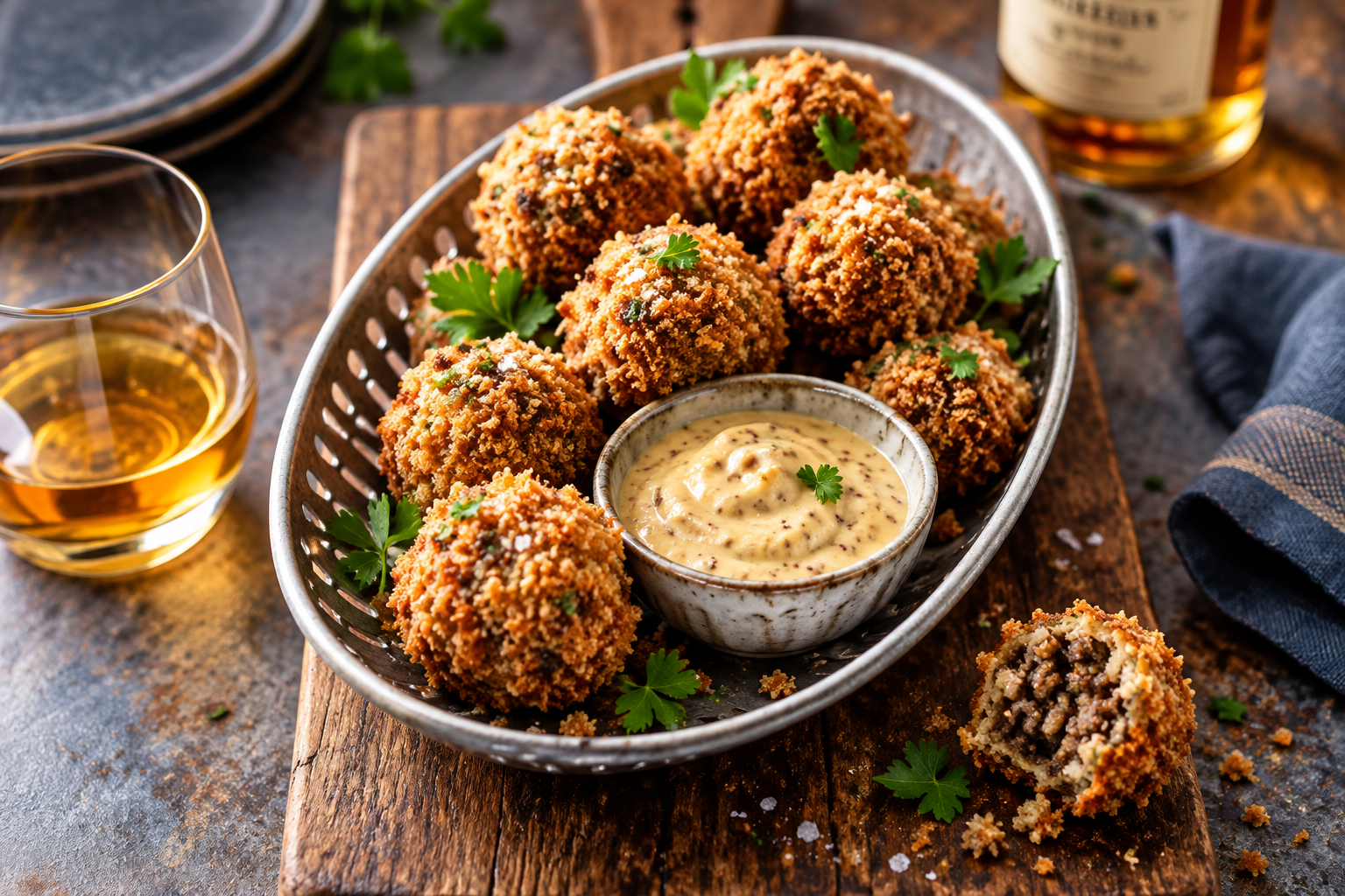 Haggis Bon Bons with Whisky Mustard Sauce