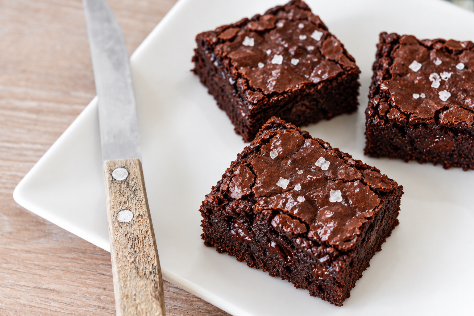 Dark Chocolate, Rye and Sea Salt Brownies