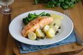 Salmon, Artichoke and Potato Traybake