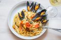 Clam, White Wine and Turmeric Linguine