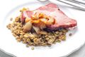 Gammon with Leeks and Lentils