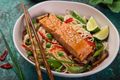 Salmon Fillets with Soy Ginger Noodles