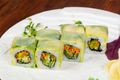 Mango and Edamame Rice Paper Rolls with Peanut Sauce