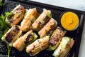 Vietnamese Rice Paper Rolls with Peanut Dipping Sauce