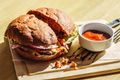 Slow-Roasted Pulled Pork and Aged Cheddar Burger