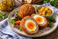 Picnic Scotch Eggs with Piccalilli
