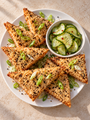 Sesame Prawn Toast with Pickled Cucumber