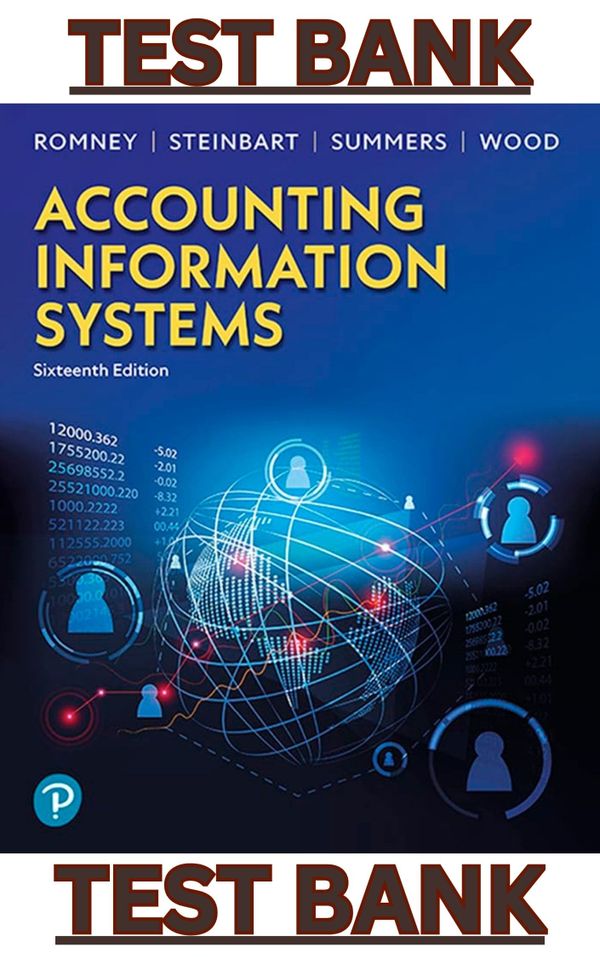 TEST BANK for Accounting Information Systems 16th Edition by Romney, Steinbart, Summers & Wood