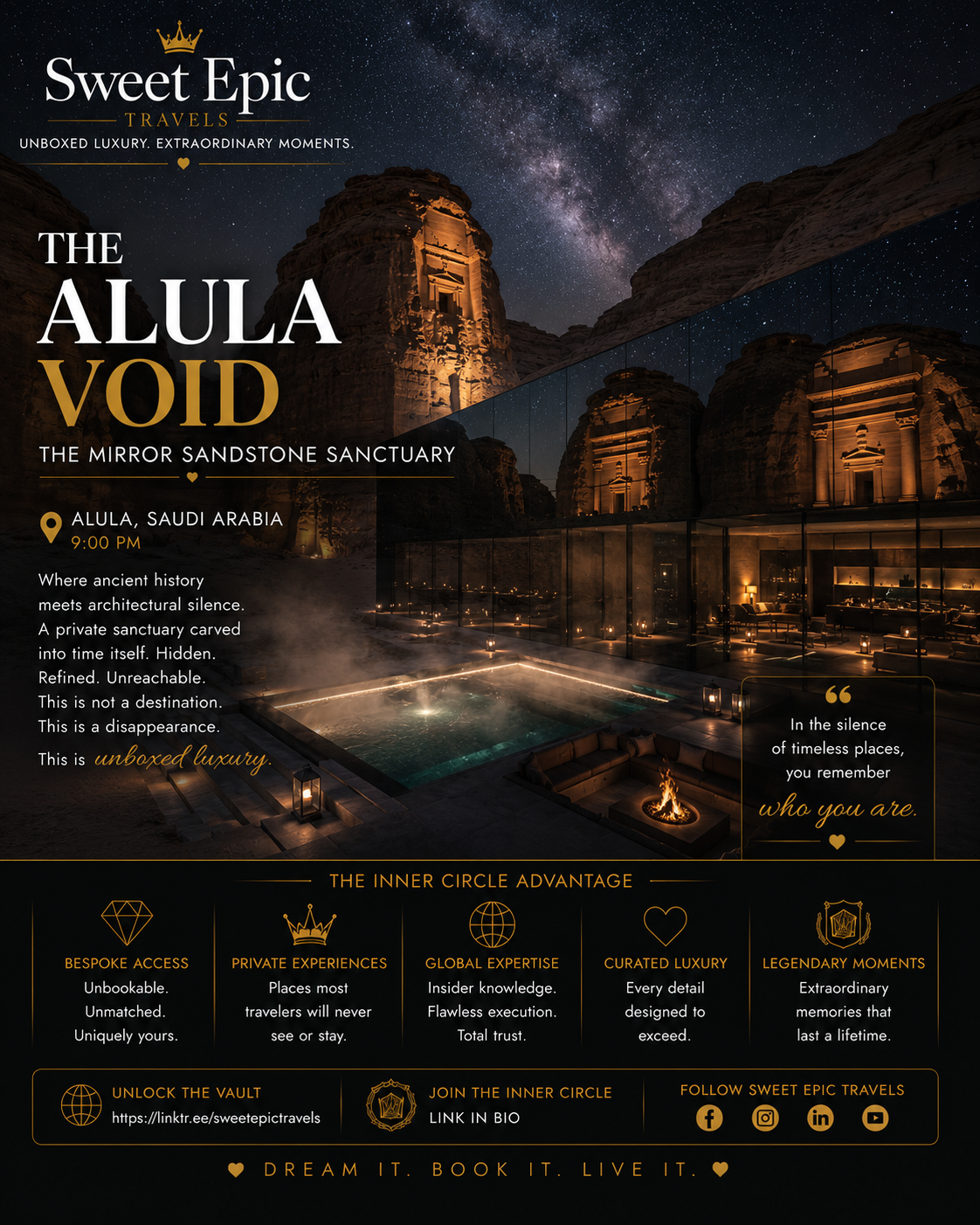 THE DAILY DROP: The AlUla Void (The Mirror Sandstone Sanctuary)