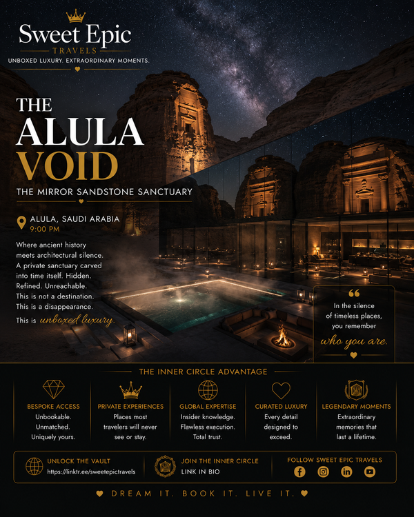 THE DAILY DROP: The AlUla Void (The Mirror Sandstone Sanctuary)