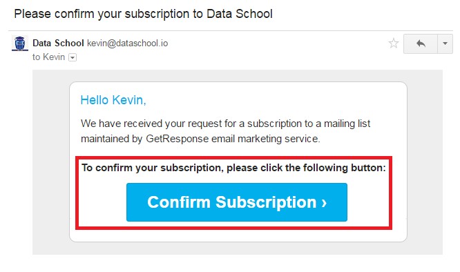 Confirmation email