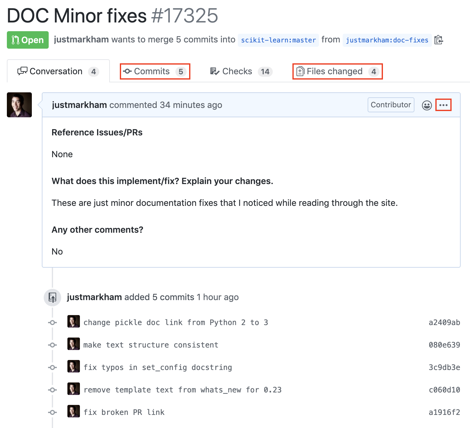 Reviewing an open pull request