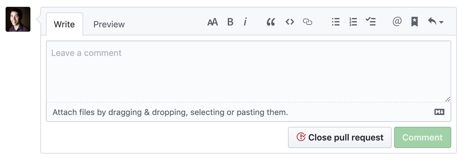 Commenting on a pull request
