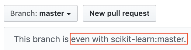 Fork is even with the project repository