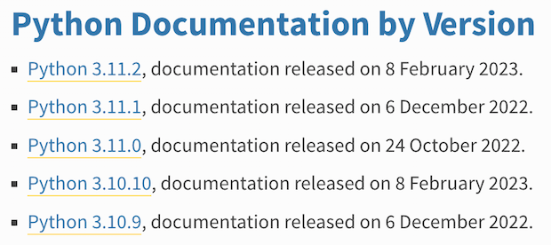 List of Python versions and their release dates