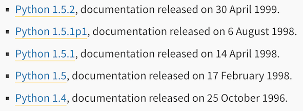 List of Python versions and their release dates