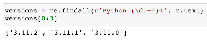 Regex code to extract the version numbers