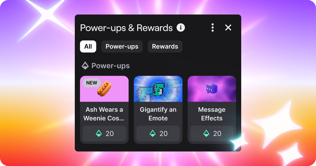 Exemple de power-ups payants, dont un personnalisé.