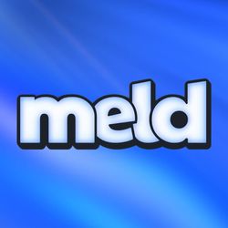 Meld Logo (nom blanc sur fond bleu irrisé)