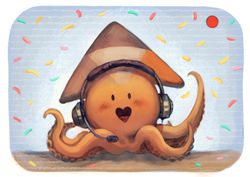 Illustration avec la mascotte de peertube, un petit poulpe orange portant un casque gaming