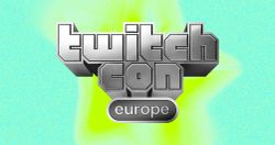 Logo argenté TwitchCon Europe sur fond vert