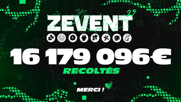 Illustration ZEVENT "16 179 096€ récoltés" - "Merci !"