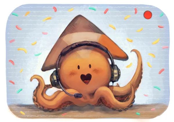 Illustration avec la mascotte de peertube, un petit poulpe orange portant un casque gaming