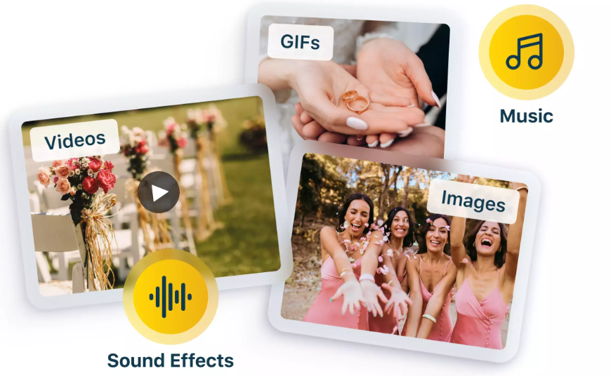 Some pictures have the following text: Videos, GIFs, Music, Images, and Sound Effects