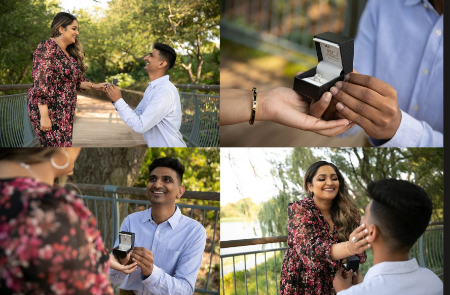 A man is proposing to a woman.