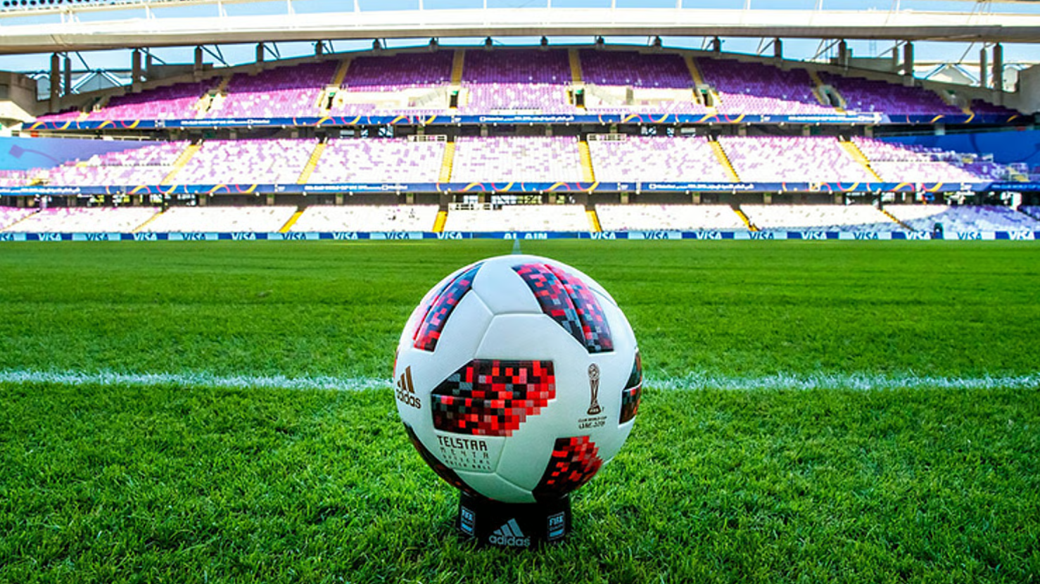 The World Cup football stadium, with a football in the center of the picture.