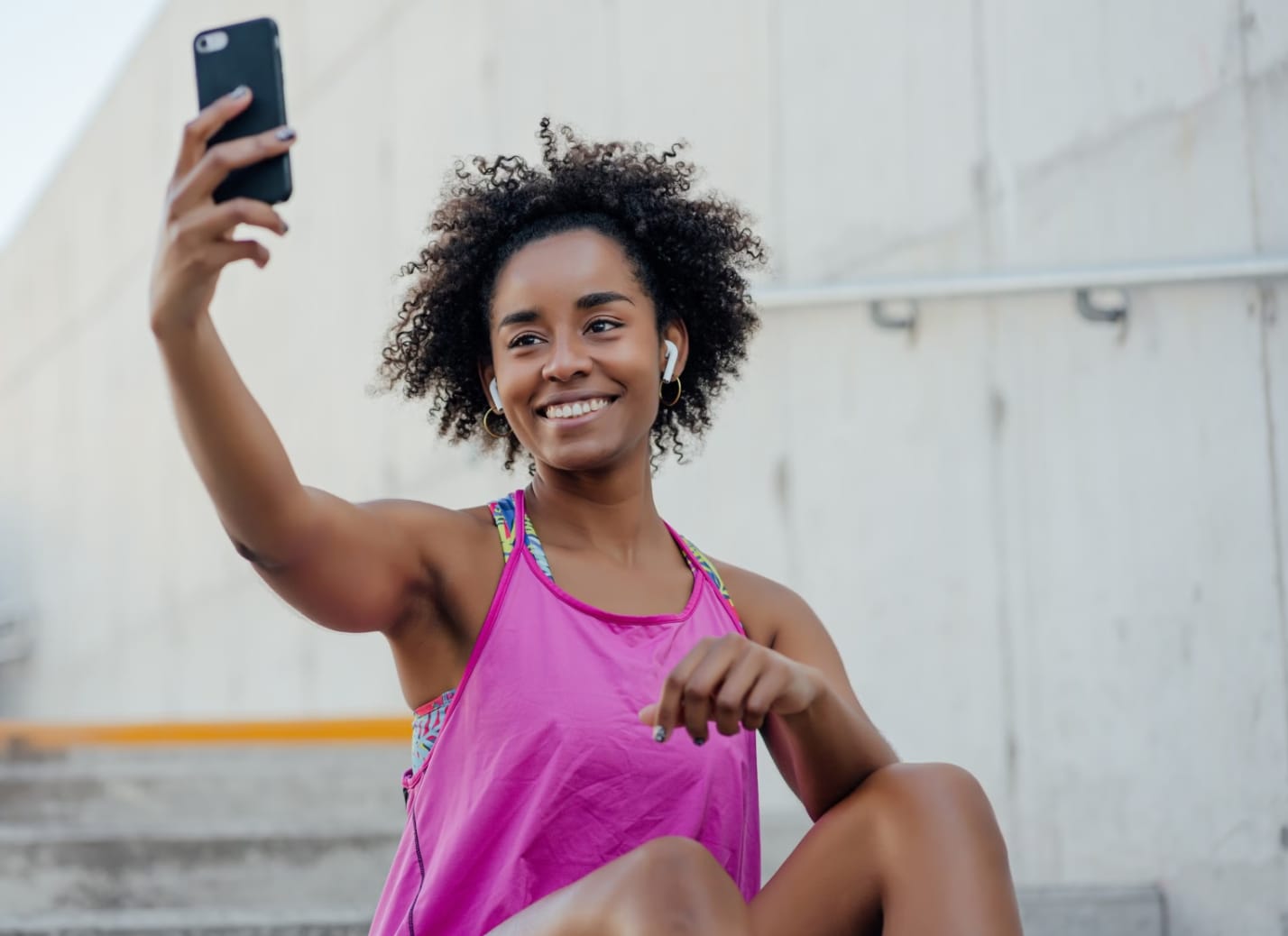 A woman taking a selfie