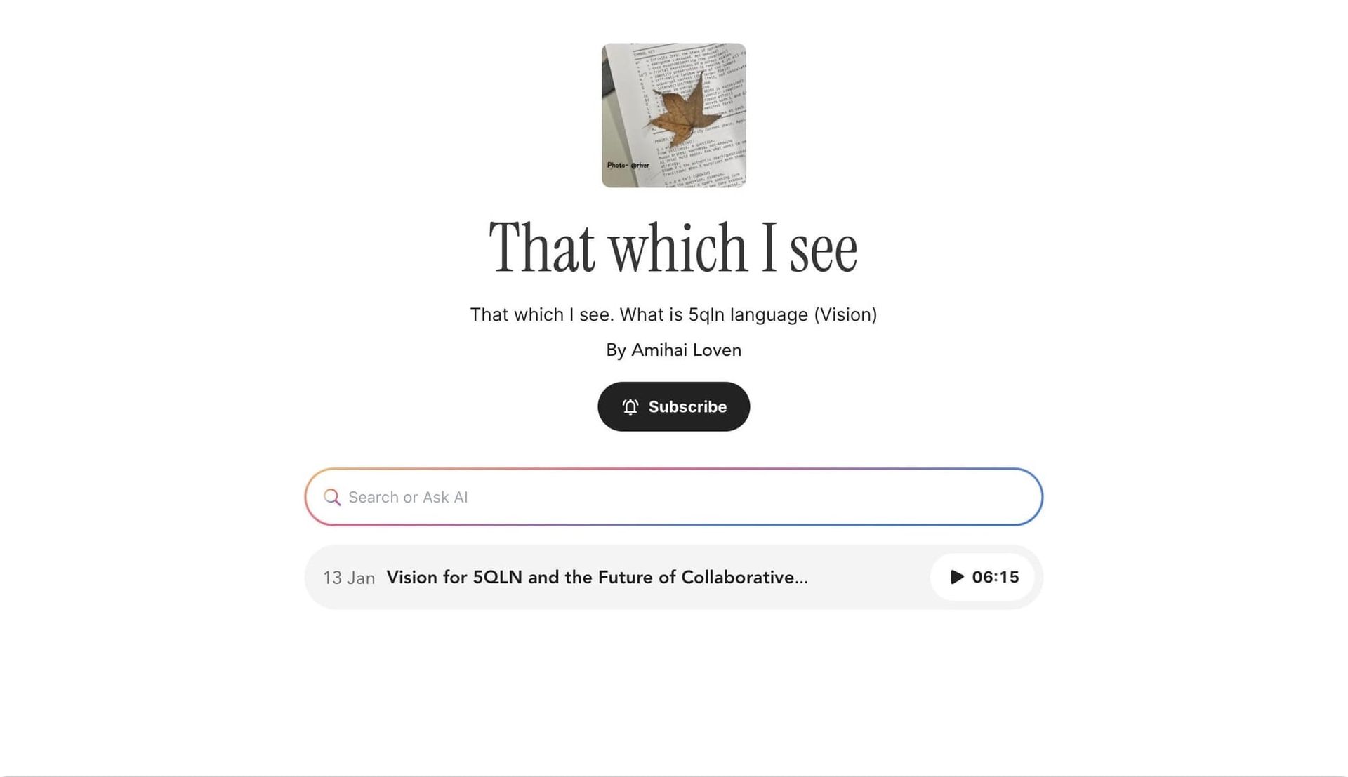 Start for | “That which I see”