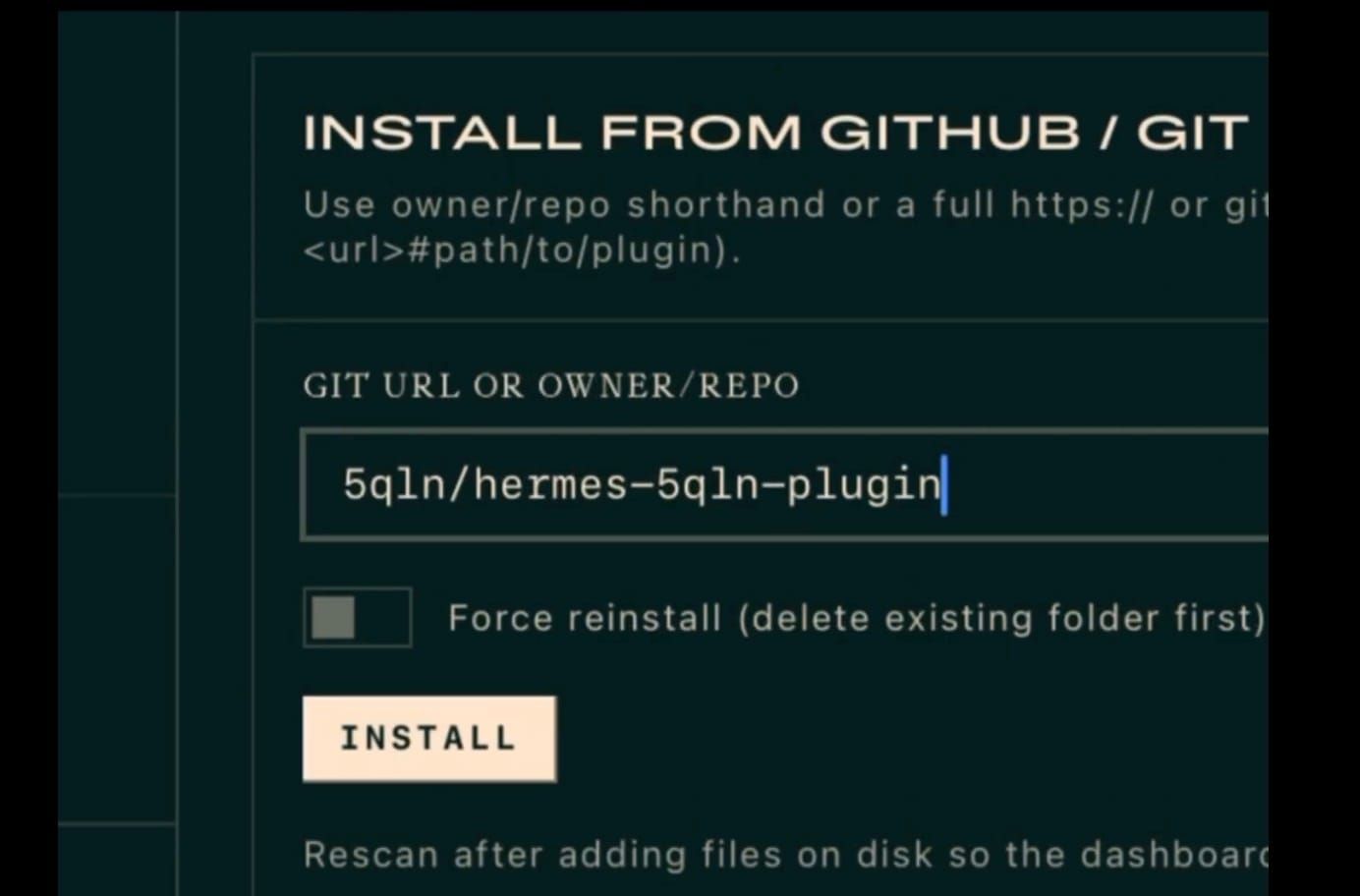 The 5qln plugin, running