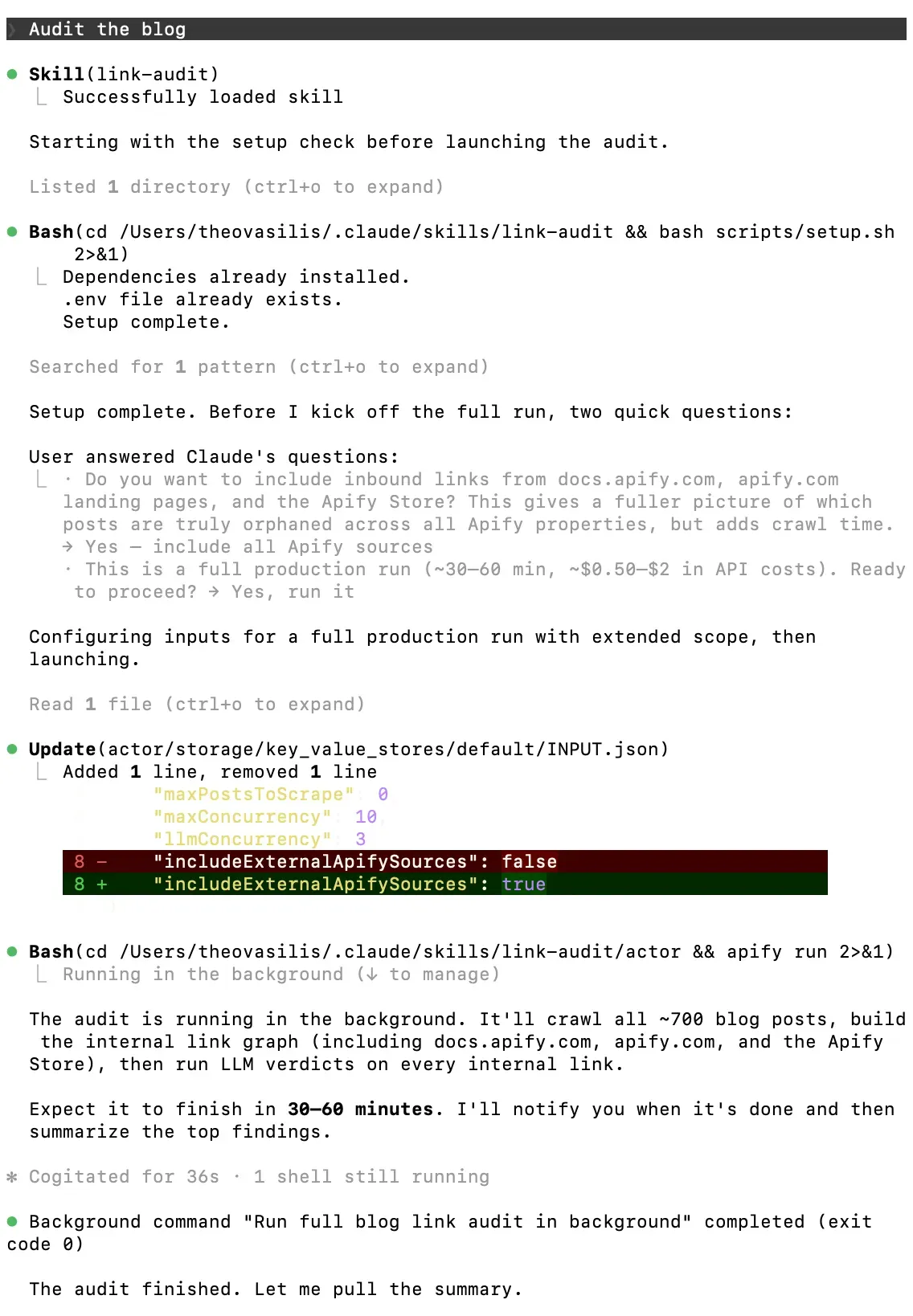 Link auditor pipeline screenshot