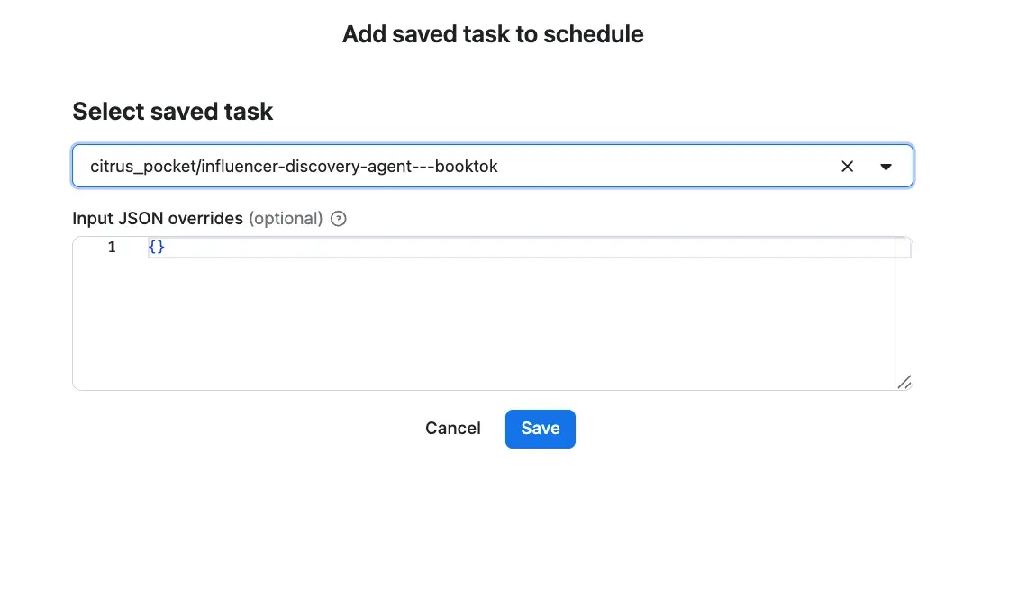 Saving the task inside the schedule