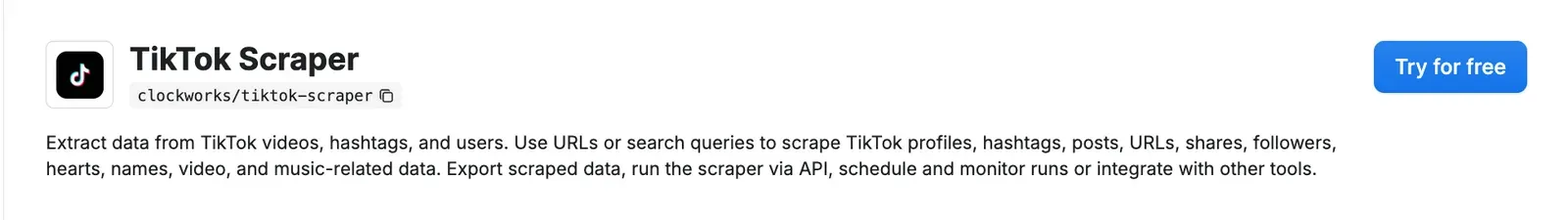 TikTok Scraper on Apify Store
