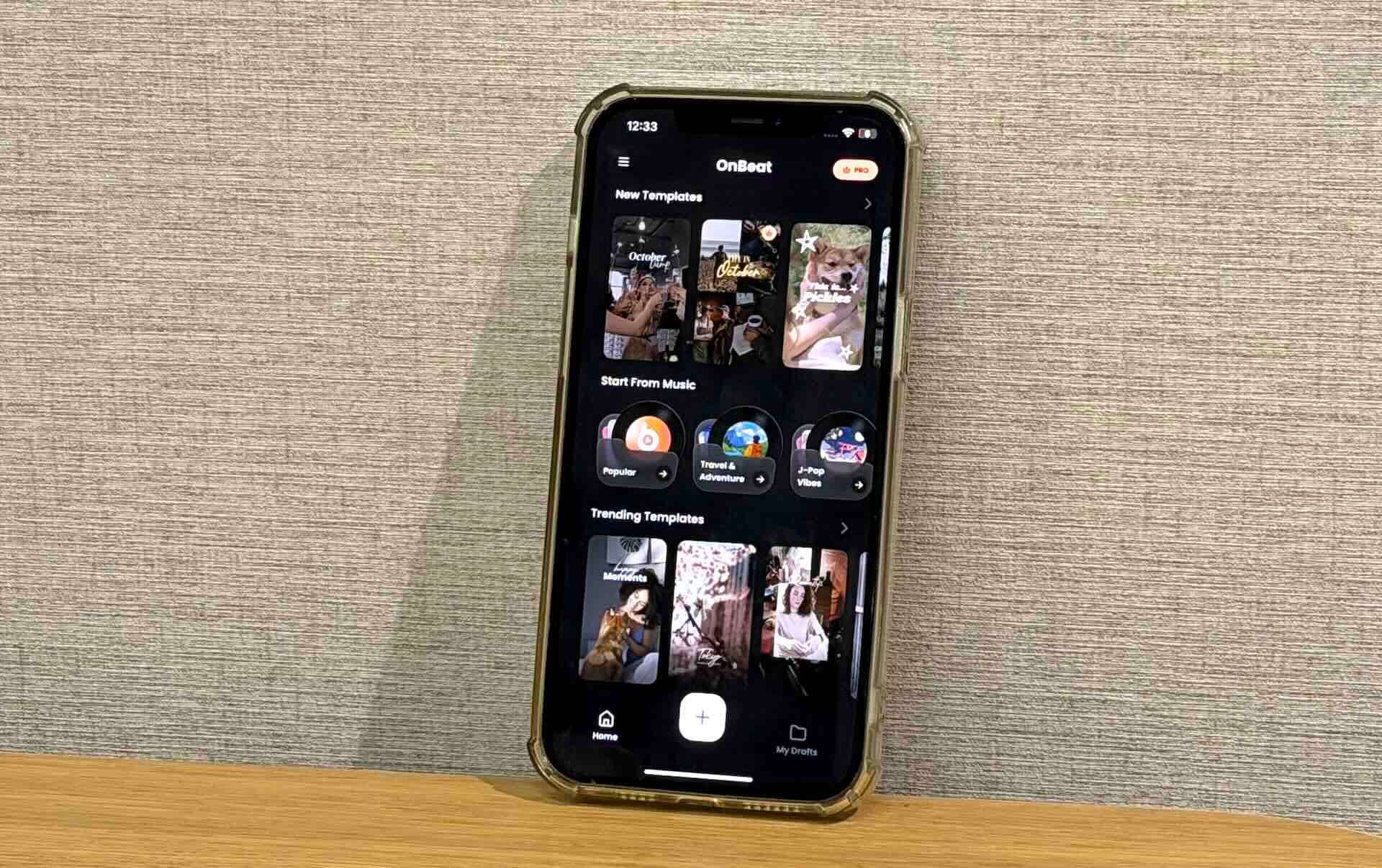 A phone with OnBeat Video Editor on it