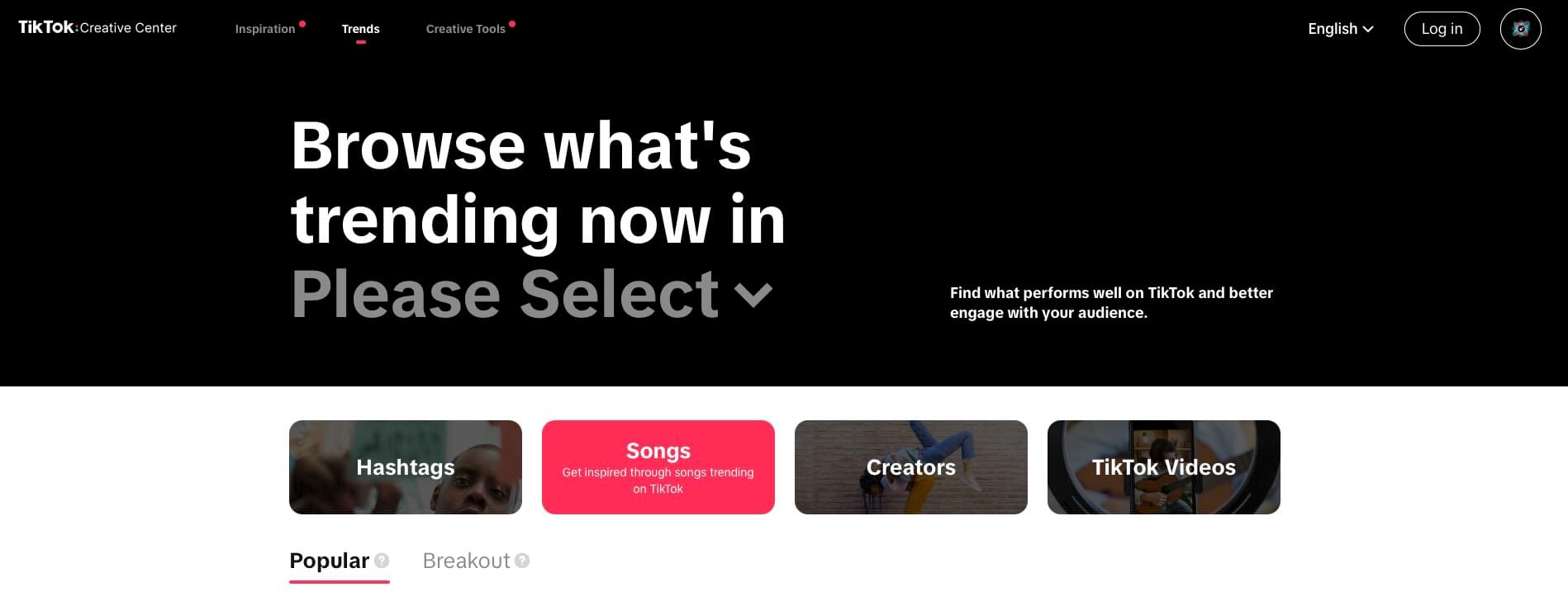 Screenshot from TikTok Creative Center