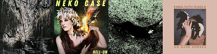 Four album covers next to each other: Sumac, Neko Case, Jaye Jayle, and Emma Ruth Rundle.